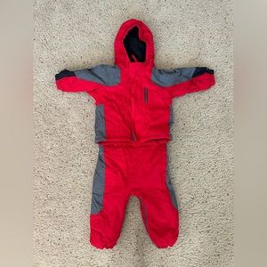 Columbia Red Ski Jacket and Ski Pants/Bib Set Infant 18 Months